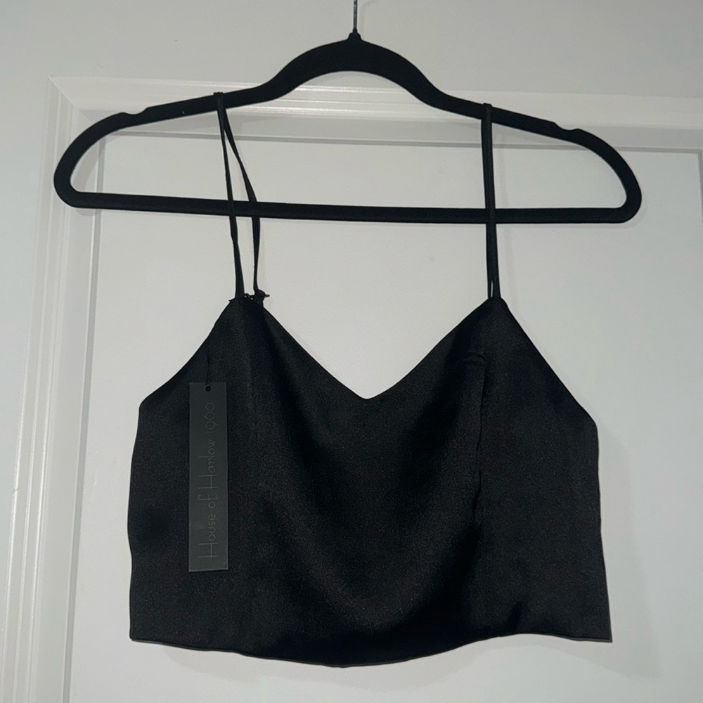House of Harlow 1960 Black Cropped Top with Stretch Adjustable Backing